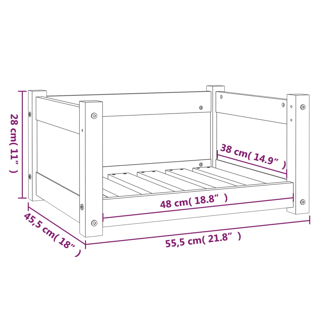 Cuccia per Cani Ambra 55,5x45,5x28 cm Legno Massello di Pino CFW3815526