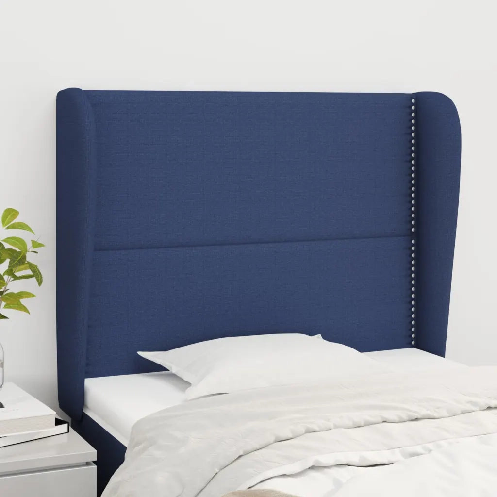 Testiera ad Orecchio Blu 93x23x118/128 cm in Tessuto 3117804