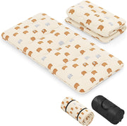 Materasso da pavimento Futon Giapponese, Tappetino Tatami Pieghevole e Portatile, Materasso Pieghevole con Borsa da Trasporto e Fodera Rimovibile (Beige+Orso, 90 x 200 cm)