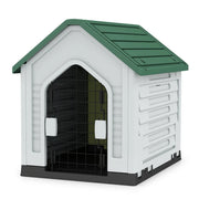 Cuccia in plastica per animali domestici 66,5 x 52 x 60 cm riparo sicuro con ventilazione tetto spiovente in PP verde 20_0012919