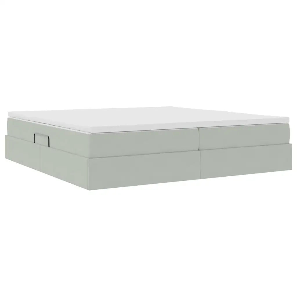 Letto con contenitore e materasso Grigio chiaro 200 x 200 cm