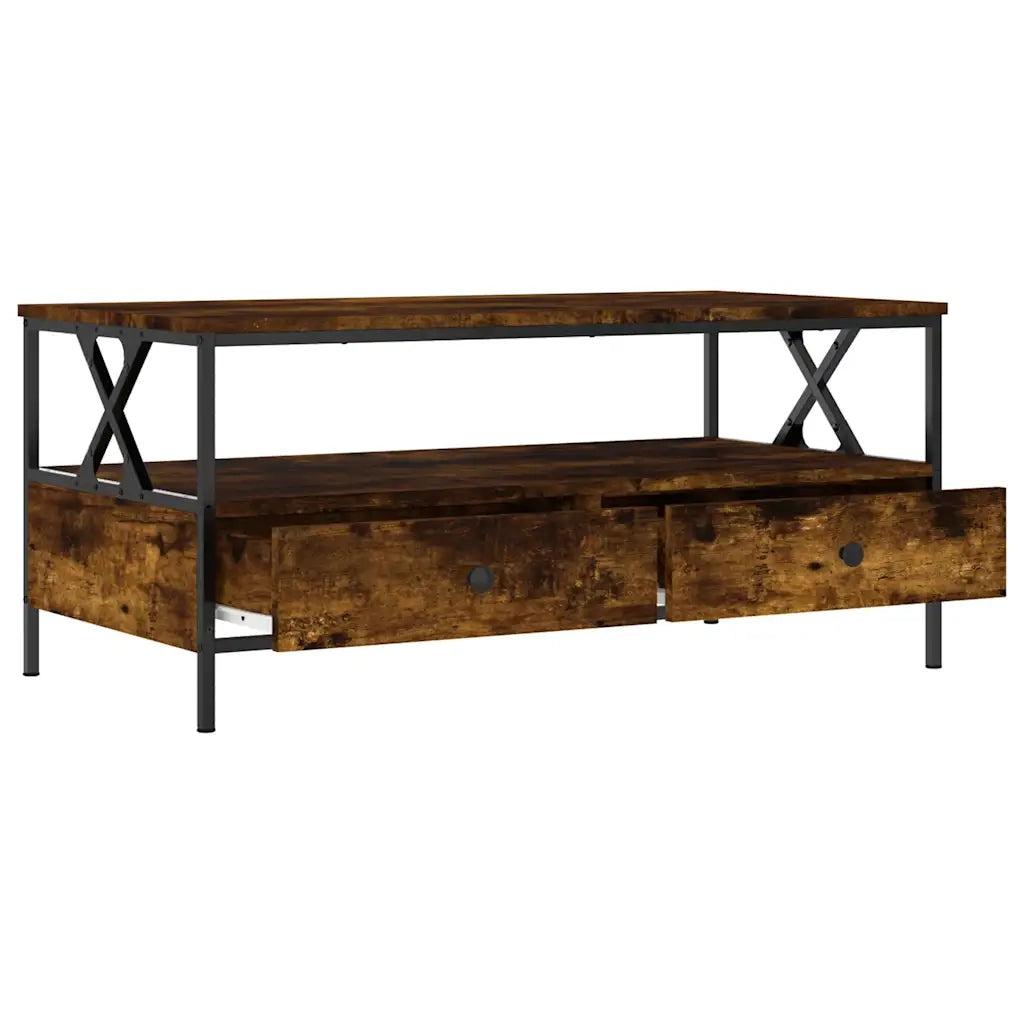 Tavolino da Salotto-Tavolino da soggiorno-Tavolo Rovere Fumo 100x51x45 cm Legno Multistrato 182743