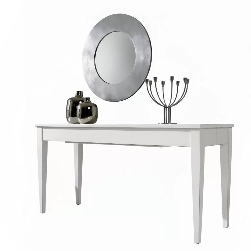 Consolle tavolo moderna allungabile legno bianco shabby 160x55x77 - Mobili 2G