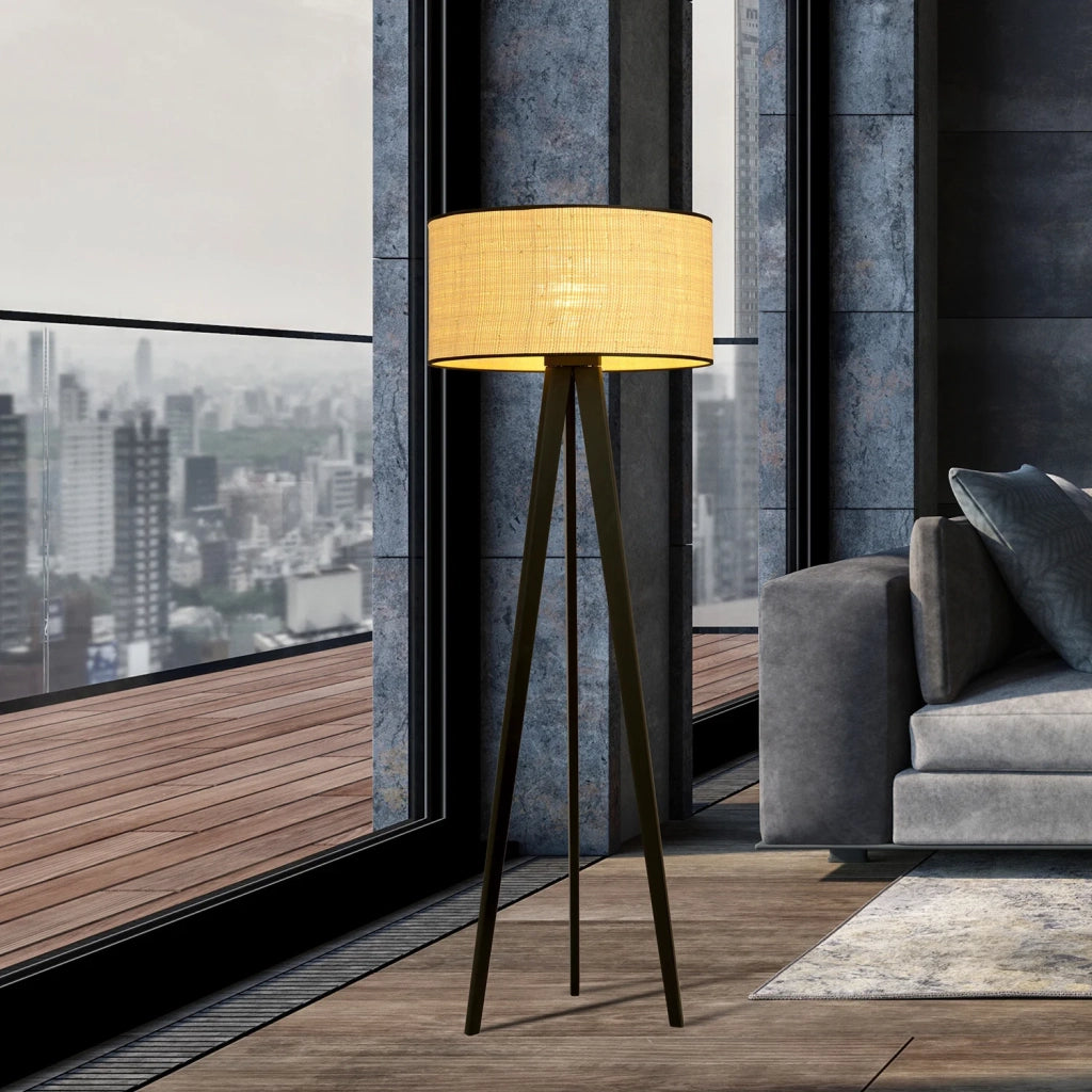 Piantana Moderno Drago Acciaio Nero Marrone 1 Luce E27 Ip20