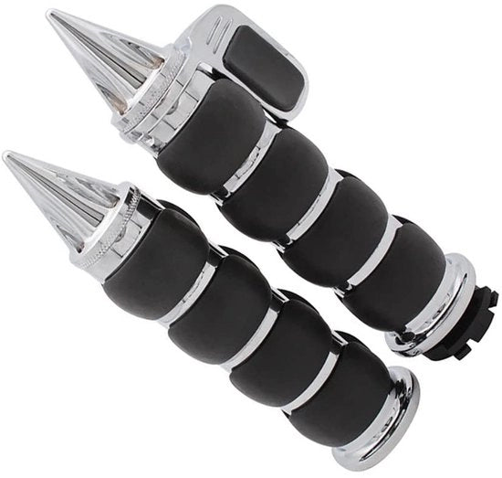 Manubrio per Motocicletta a Manubrio - Nero + Cromo - Materiale di Alta Qualità - Adatto per Diverse Bici - 22mm