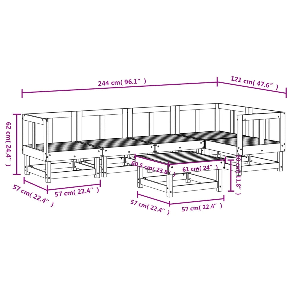 Set Salotto da Giardino 6 pz in Legno Massello di Douglas 3186450