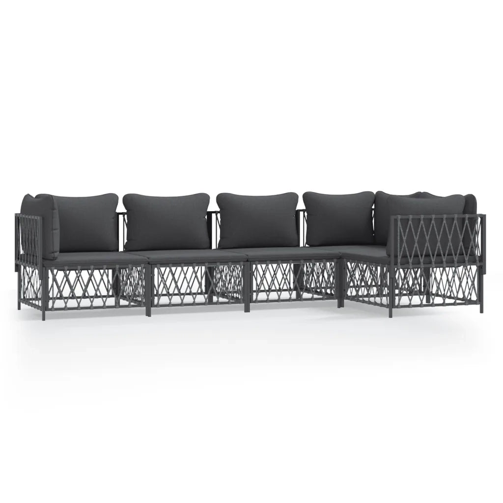 Set Salotto da Giardino 5 pz con Cuscini in Acciaio Antracite 3186873