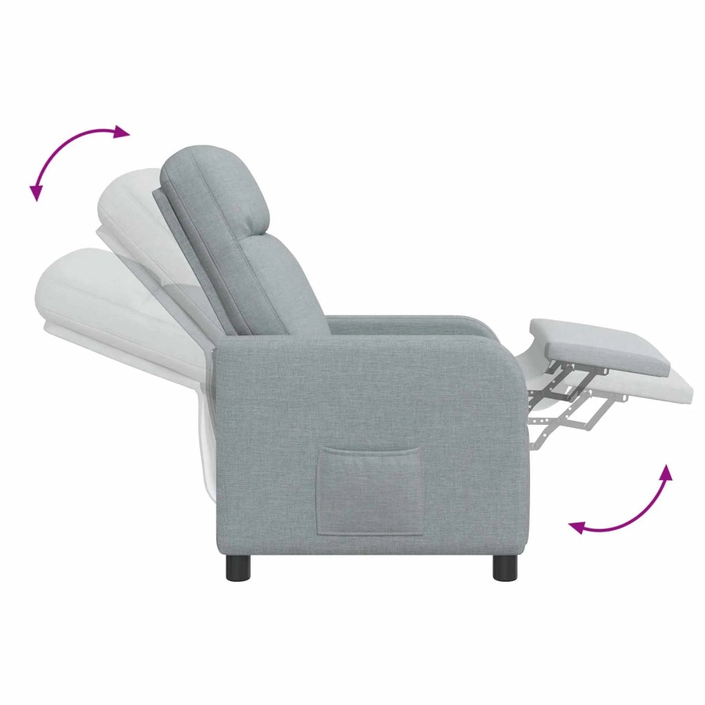 Divano Sedia-Poltrona reclinabile Grigio Chiaro Tessuto 343565