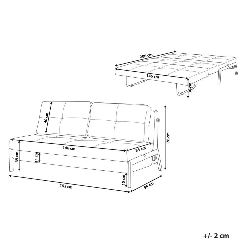 Divano letto in tessuto boucle bianco 2 cuscini per sedersi Scandinavo