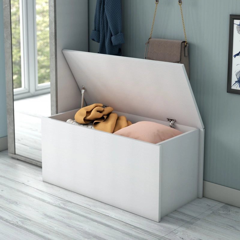 Baule contenitore con chiusura rallentata soft closing bianco 90x45x45 cm - Terraneo