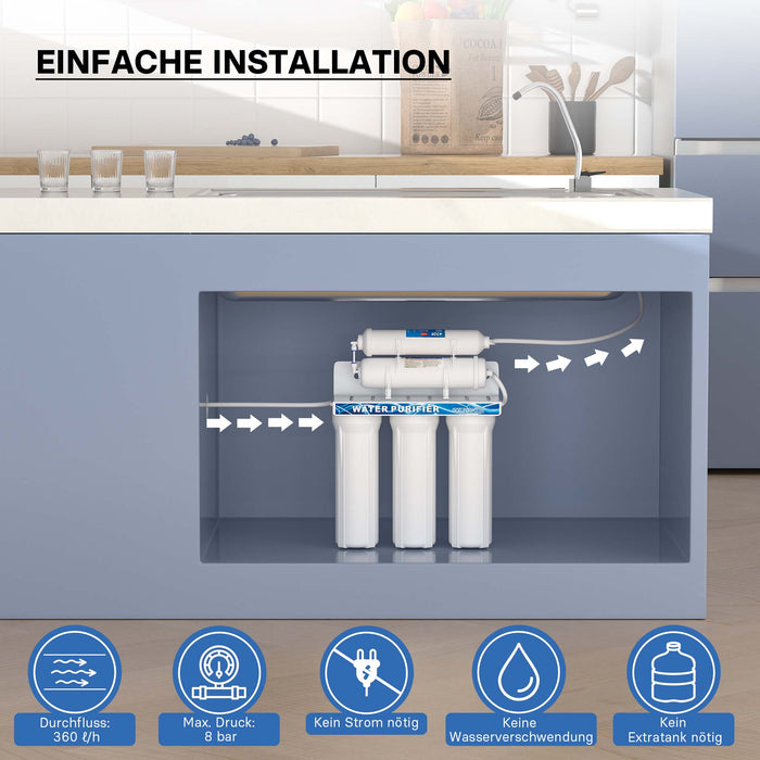 Naturewater Filtro dell'acqua a 5 livelli NW-PR305, con cartucce filtranti da 254 mm, con rubinetto