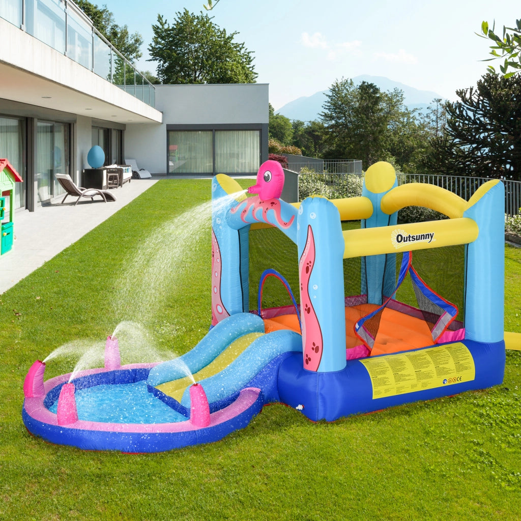 Castello Gonfiabile con Pompa, Toppe, Trampolino, Piscina, Scivolo ¨C zephmum ¨C 360x175x180 cm
