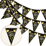 Decorazione di Festa per Capodanno - Bandiera Papier - Dimensioni 27,5 × 19 cm - Nero/Dorato