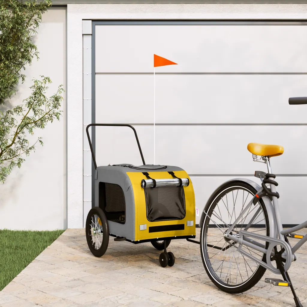 Rimorchio da Bici per Animali Giallo e Grigio Oxford e Ferro CFW2458217