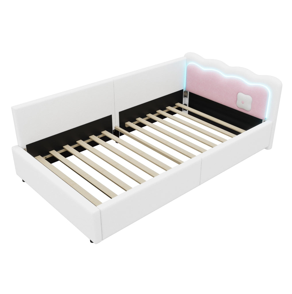 Letto daybed 90x200 cm con illuminazione LED, struttura resistente e design moderno