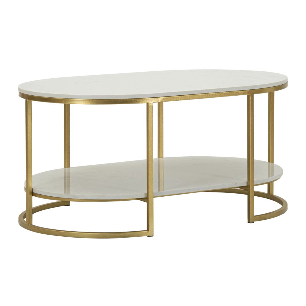 Tavolino VKH791, Oro, Metallo, 90x60x45 cm