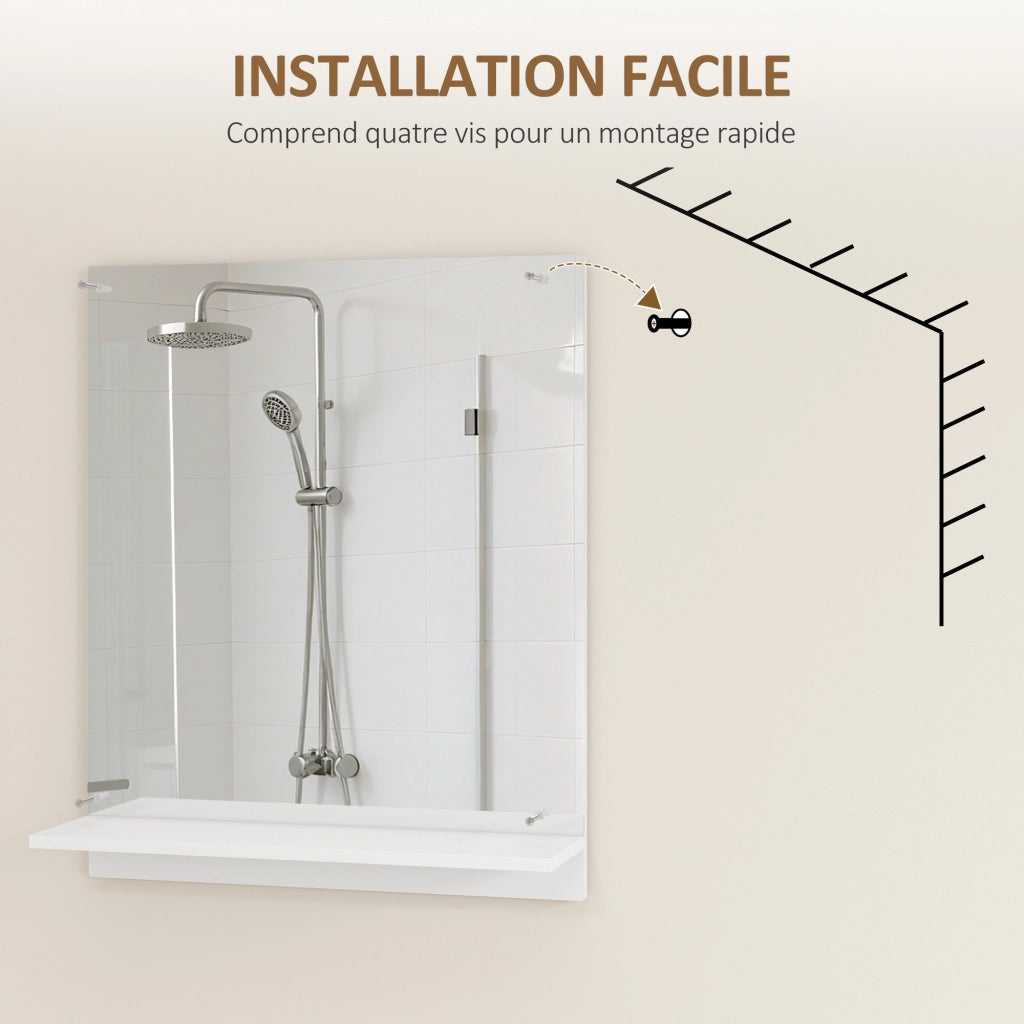 Specchio da bagno con ripiano ¨C zephmum ¨C bianco 50x60 cm