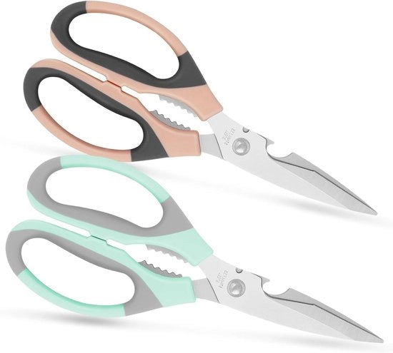 Scafo da cucina in acciaio inossidabile con manico morbido - Multifunzionale - Rosso/Grigio/Blu grigio - Set a 2 pezzi
