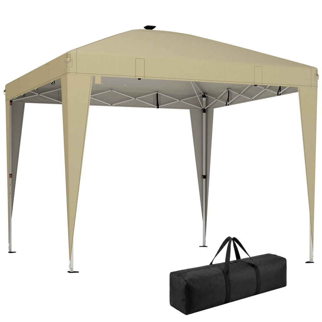 Tendone da giardino 3x3m pieghevole regolabile con illuminazione telecomando ¨C zephmum ¨C crema