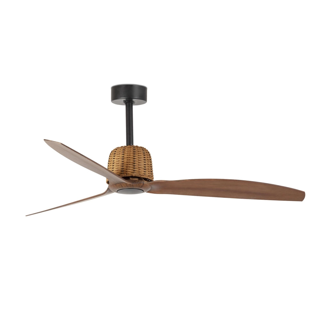 FARO Ventilatore a soffitto Weaver Ø1280 mm motore DC 6 velocita con funzione inversa compatibile TUYA per soffitti inclinati Nero Opaco in Acciaio FARO-33435WT