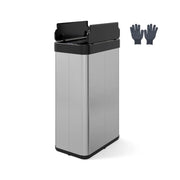 Pattumiera da 60 litri con sensore di movimento e pratici coperchi sottili a farfalla per cucina e bagno acciaio inox argento 20_0018881