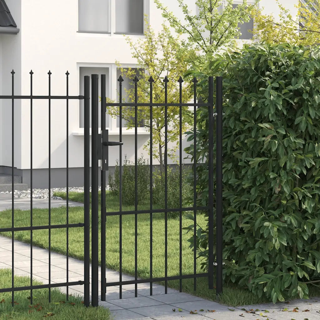 Cancello per recinzione Boxtel porta singola con punta in acciaio 1x1,5 m Nero 146034