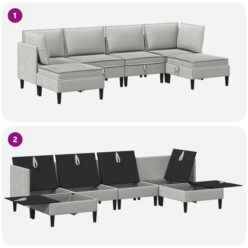 Set di mobili per il soggiorno 6 pcs Grigio chiaro Tessuto 3413802
