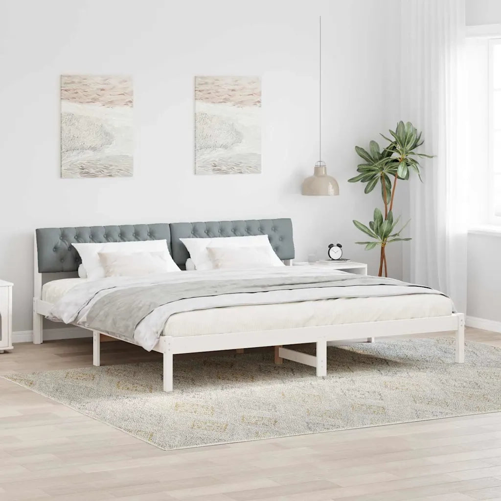 Struttura del Letto Bianco e grigio chiaro 200 x 200 cm