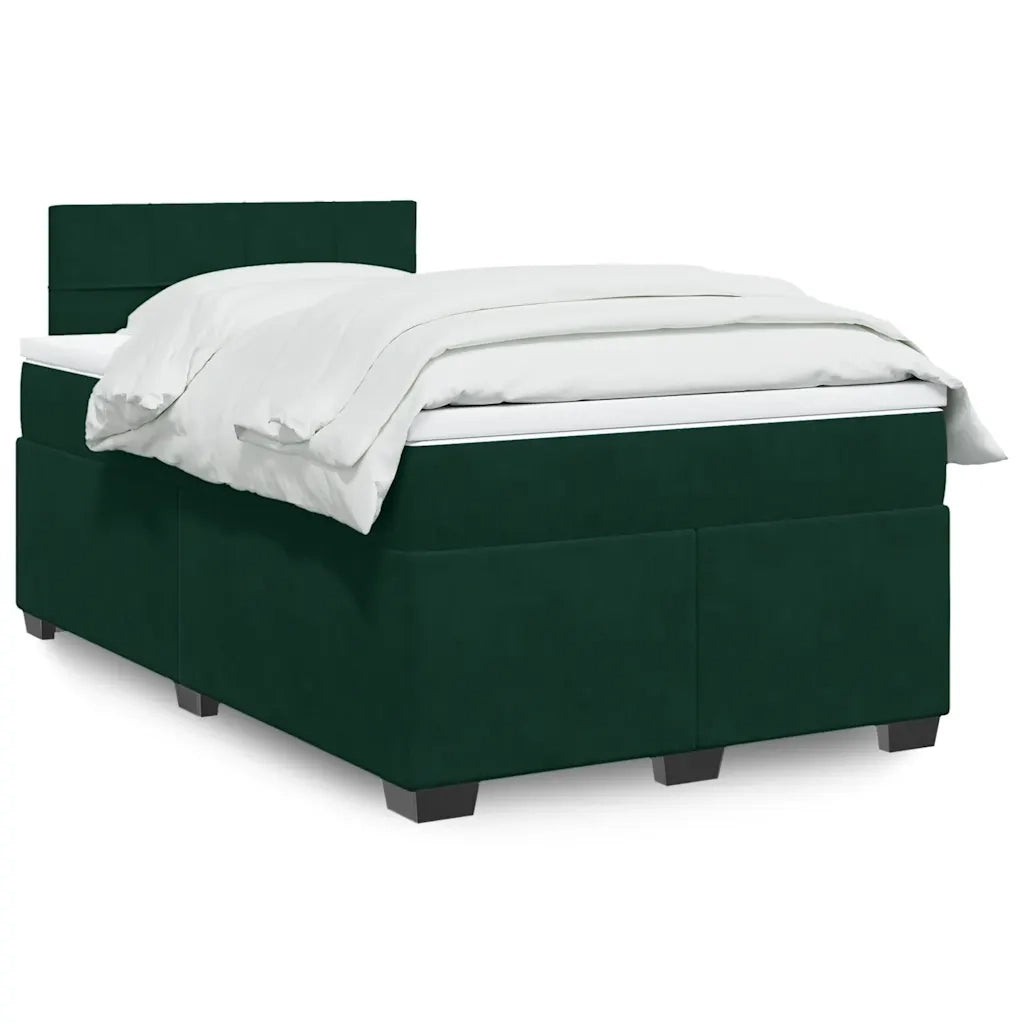 Giroletto a Molle con Materasso Verde Scuro 120x200 cm Velluto
