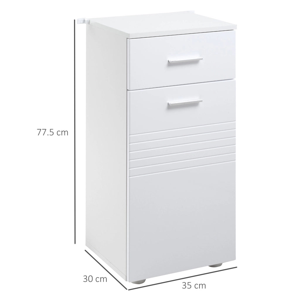 Mobile Bagno 1 Anta 1 Cassetto 35x30x77,5 cm in Legno Bianco