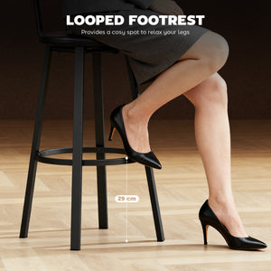 Set 2 Sgabelli da Bar Stile Industriale con Schienale Seduta in Finta Pelle e Poggiapiedi Marrone Rustico