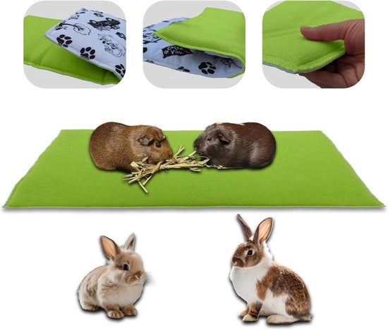 Fleece gioco per cavi e conigli - Tutto in uno è un mantello una grande galleria una casa un cuscino e un letto - 35cm x 70cm - Verde