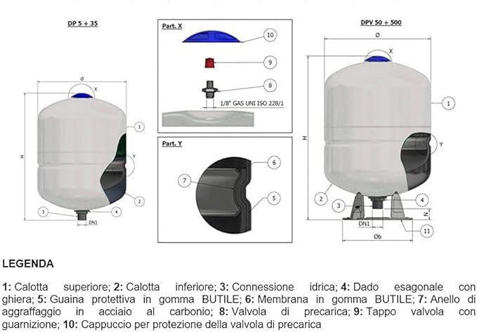 VASO POLIFUNZIONALE DP 8 LT   1" ELBI