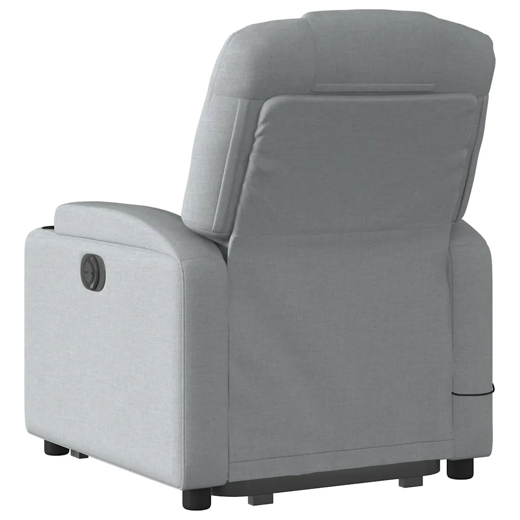 Poltrona | Sedia Relax Alzapersona Massaggi Reclinabile Grigio Chiaro Tessuto