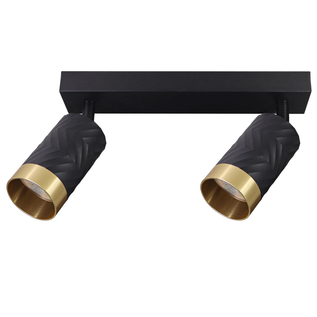 Lampada parete/soffitto 2 luci nero oro GU10 Arras Polux