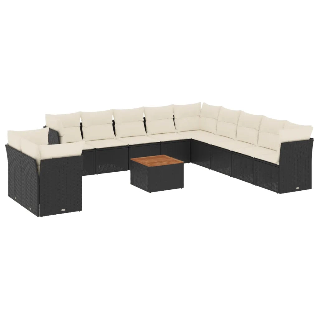 Set Divani da Giardino 12 pz con Cuscini Nero in Polyrattan 3256056