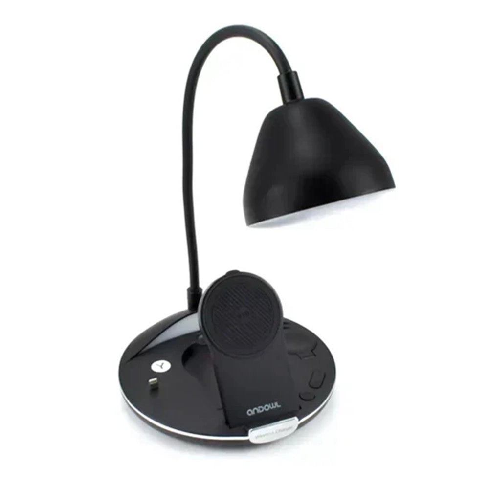 Trade Shop - Lampada Pieghevole Da Scrivania Luce A Led 5 In 1 Con Base Ricarica Wireless Q-cd506 -