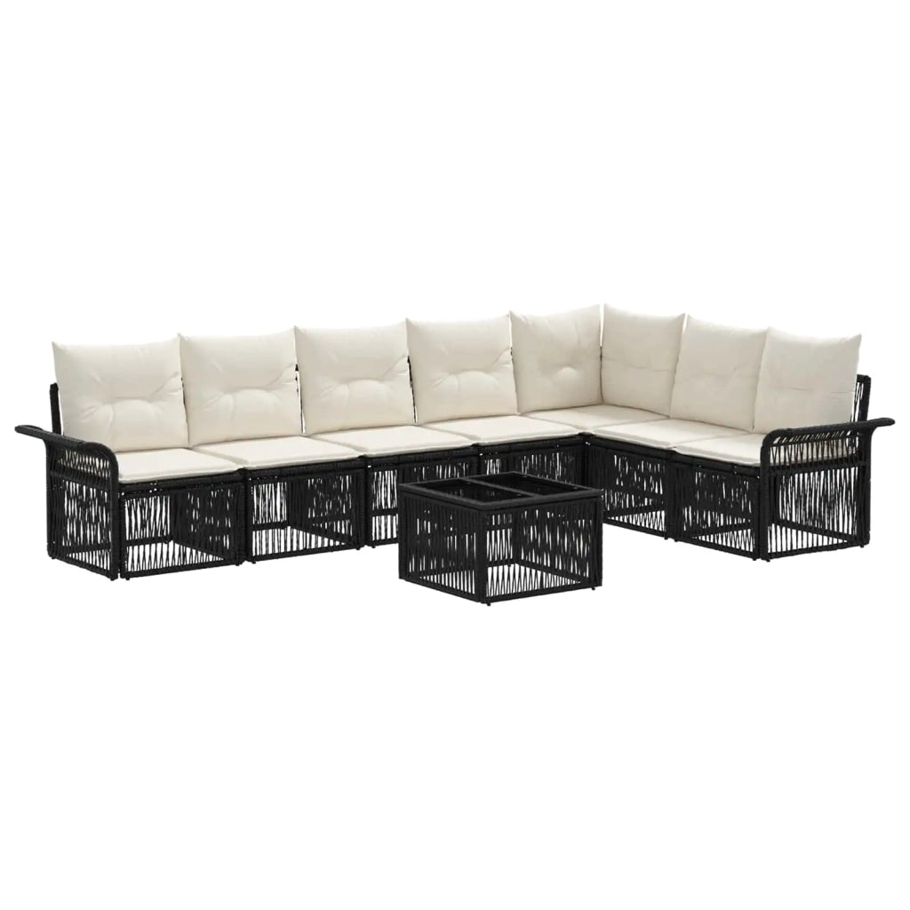 Set Divano da Giardino 8 pcs Nero polyrattan