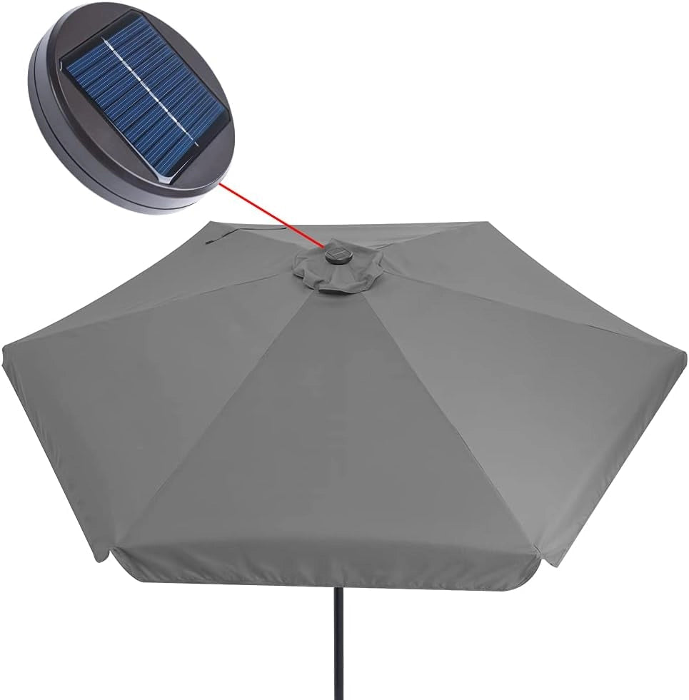Ombrellone da Giardino 24 luci LED Ø330cm Manovella Ombrelloni Terrazza Parasole Protezione UV 80+ Antracite