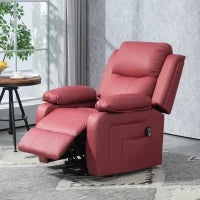 Poltrona Alzapersona Reclinabile con Poggiapiedi e Telecomando, in Pelle PU, 76x90x105 cm, Rosso