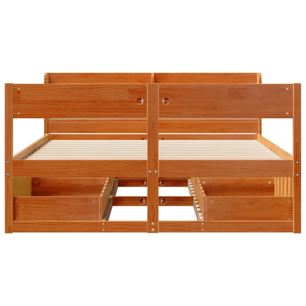 Letto senza Materasso Marrone Cera 150x200 cm in Legno di Pino 3307121