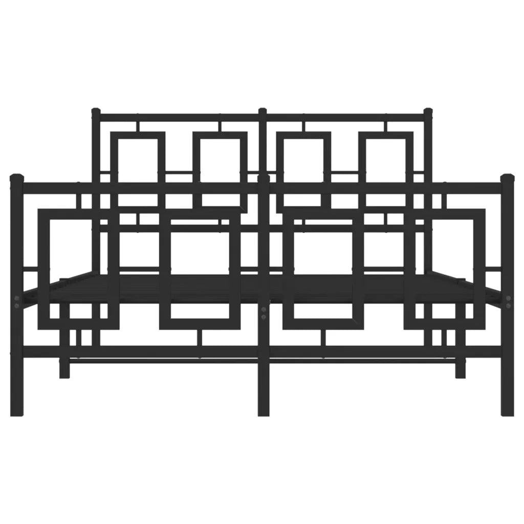 Giroletto con Testiera e Pediera Metallo Nero 120x190 cm 374256