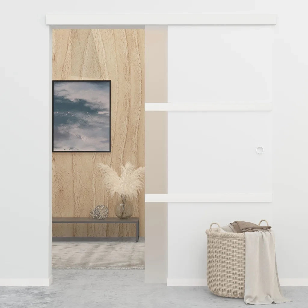 Porta Scorrevole Fermi Vetro ESG e Alluminio Argento 90x205 cm