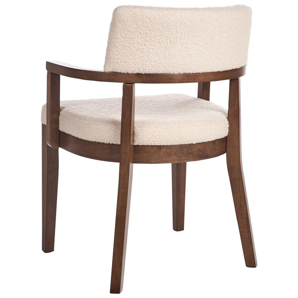 Set di 2 sedie da pranzo in legno scuro e tessuto boucle di poliestere beige Gambe in legno di gomma Stile retrò tradizionale