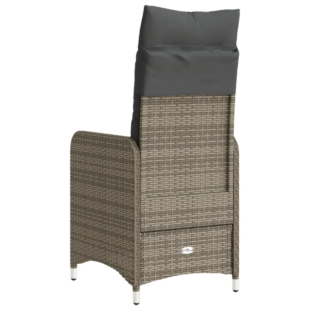 Sedie da Giardino Reclinabili 2 pz e Cuscini Grigio Polyrattan