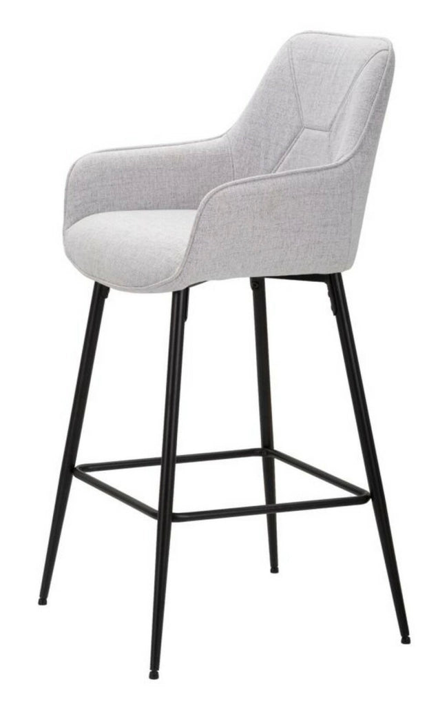 Set di 2 sgabelli Moore, Seggiola alta, Sedia senza schienale, Seduta regolabile, 55x55 h109 cm, Nero e Grigio