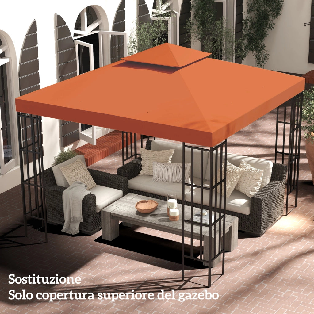 Copertura per Gazebo 3x3 m ¨C zephmum ¨C Poliestere, Rosso Ruggine