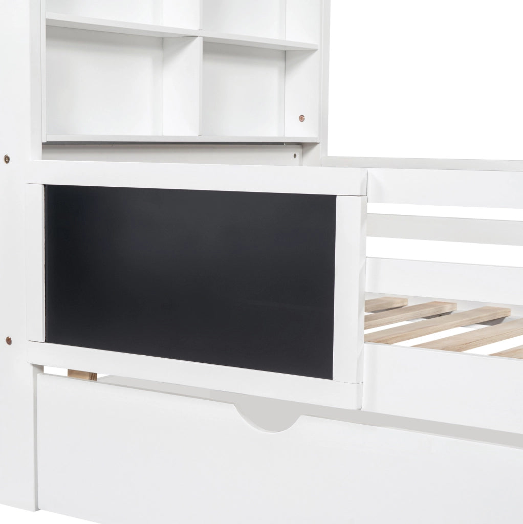 Letto per bambini con lavagna, cassetti e rete 90 x 200 cm bianco