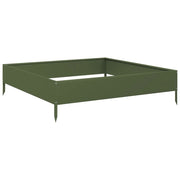 Aiuola rialzata/fioriera color oliva per fiori e piante adatta per terrazze e giardini 100 x 100 x 26 cm acciaio verde 02_0039852