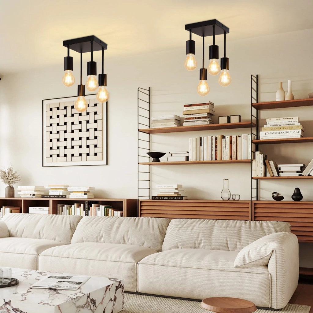 ZMH Lampada da soffitto plafoniera vintage nera E27 retrò metallo senza lampadine